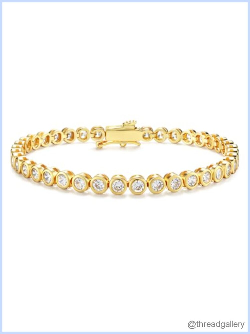 3mm Cubic Zirconia Tennis Bracelet 18K Gold Plated Chain